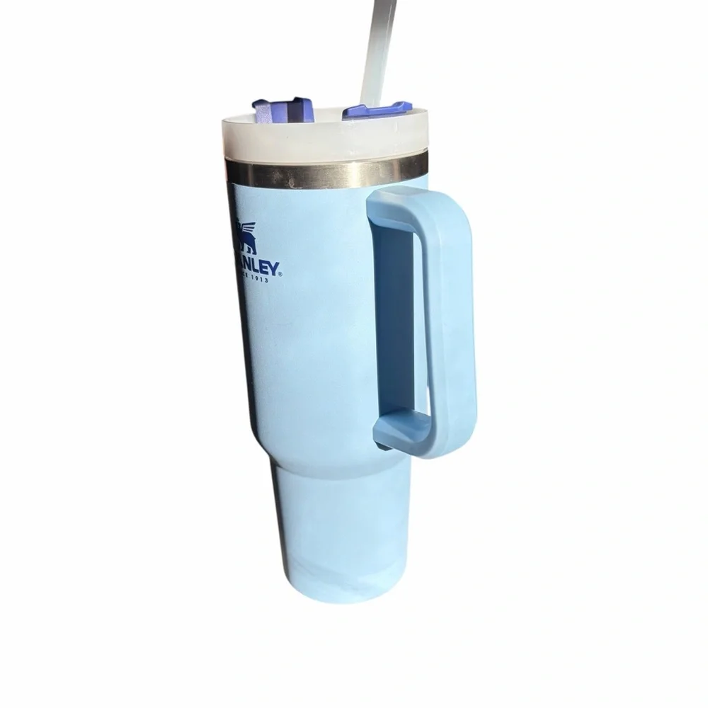 STANLEY QUENCHER H2.0 40 OZ BLUE TUMBLER W/ HANDLE & STRAW - Picture 3 of 10